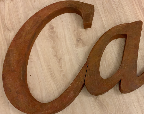 Letras efecto acero oxido corten