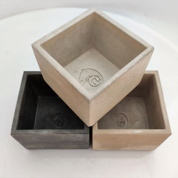 Pack 3 Cubos o maceta de cemento pulido - Camaleon-art - concrete shop art