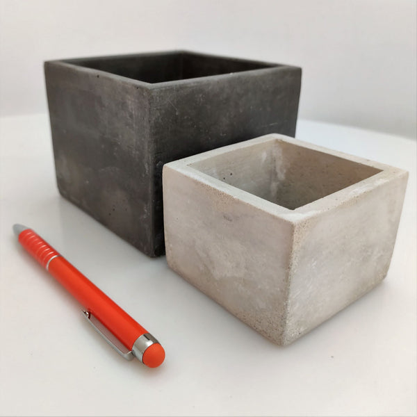 Pack 2 Cubos o maceta de cemento pulido - Camaleon-art - concrete shop art