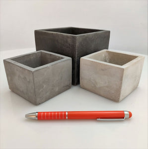 Pack 3 Cubos o maceta de cemento pulido - Camaleon-art - concrete shop art