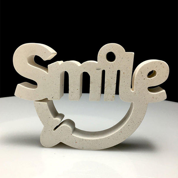 Escultura Smile Blanco picado - Camaleon-art - concrete shop art