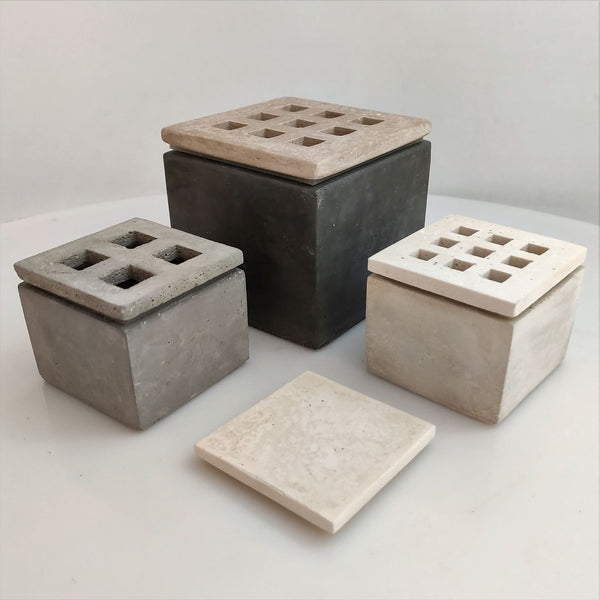 Pack 3 Cubos o maceta de cemento pulido - Camaleon-art - concrete shop art