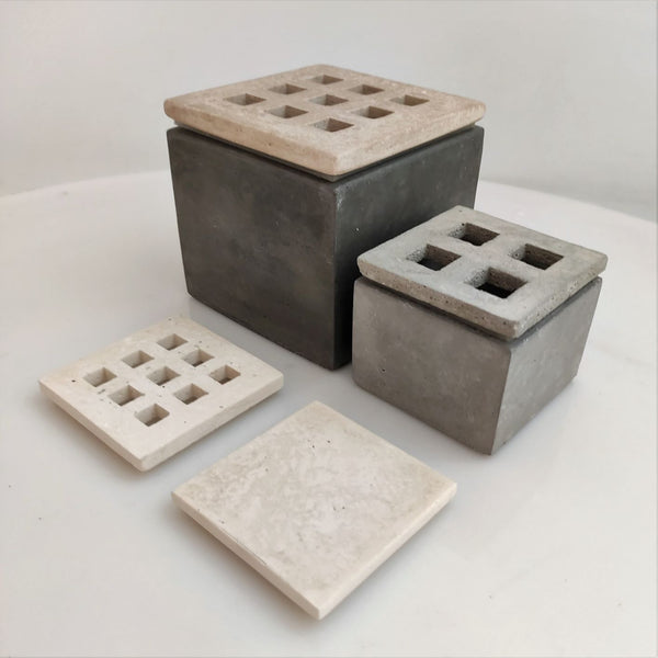 Pack 2 Cubos o maceta de cemento pulido - Camaleon-art - concrete shop art