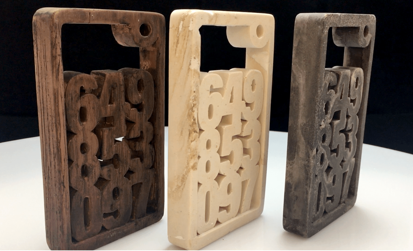 Número teléfono escultura - Camaleon-art - concrete shop art